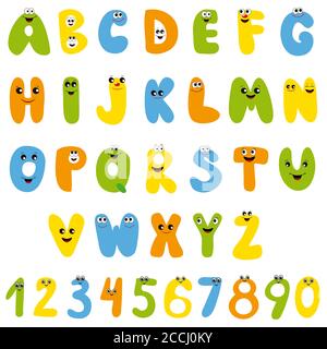 Lustige Buchstaben mit den Augen. Alphabet für Kinder ihre ersten