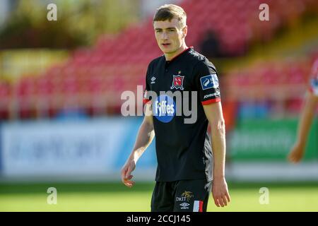 Sligo, Irland. August 2020. Daniel Kelly von Dundalk während des SSE Airtricity Premier Division Spiels zwischen Sligo Rovers und Dundalk FC auf dem Showgrounds in Sligo, Irland am 22. August 2020 (Foto von Andrew SURMA/SIPA USA) Quelle: SIPA USA/Alamy Live News Stockfoto