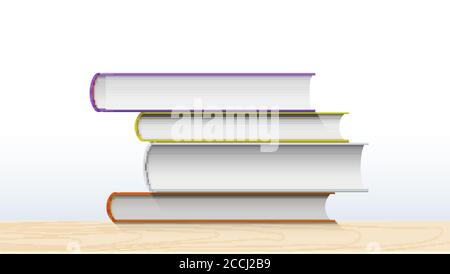 Realistischer Stapel von Büchern isoliert auf weißem Hintergrund. Vektor-3d-Illustration Stock Vektor