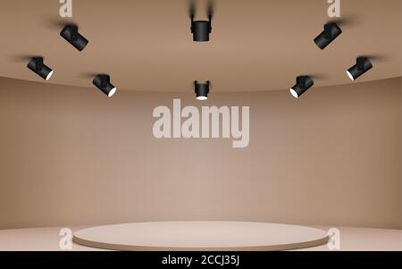 Schaufenster mit Spotlight in der Galerie Stock Vektor