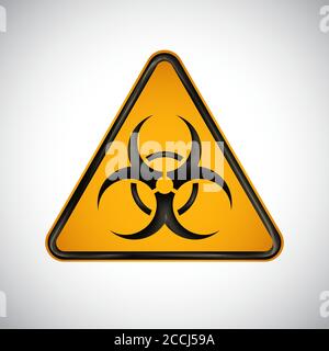 Warnschild für biologische Gefahren. Schwarz orange Warnung Bio-Gefahrenschild auf weißem Hintergrund. Informationssicherheit Biohazard Vektor-Symbol. Design schützen Stock Vektor