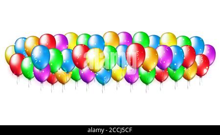 Urlaub Party Hintergrund mit bunten Luftballons. Mehrfarbige Ballons auf weißem Hintergrund. Ballon festliche Dekoration. Alles gute zum Geburtstag oder Jubiläum Stock Vektor