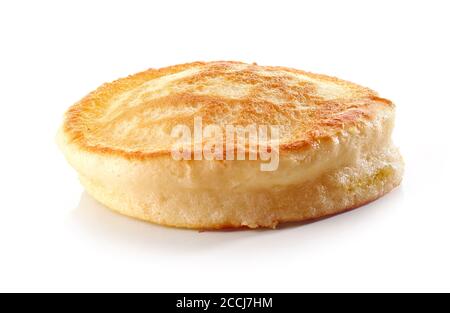 Frisch gebackene Pfannkuchen isoliert auf weißem Hintergrund Stockfoto