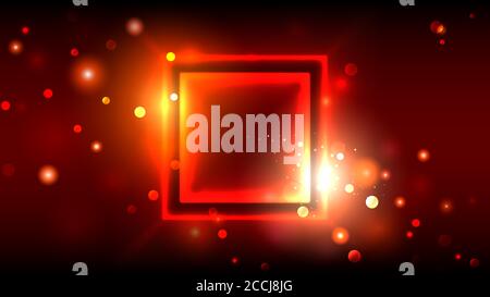 Heller Party-Hintergrund, abstrakt glühenden goldenen Rahmen auf dunkelrotem Hintergrund, quadratischen Ort für Text, Vektor Stock Vektor