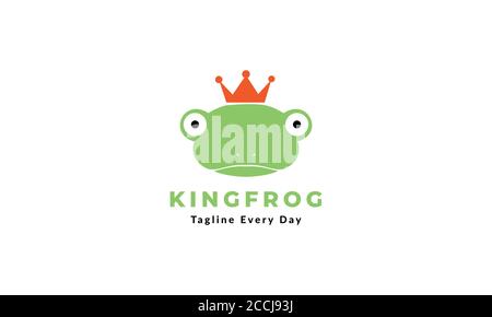 Niedliche Kopf Frosch Amphibien mit Krone König Symbol Logo-Design Stock Vektor
