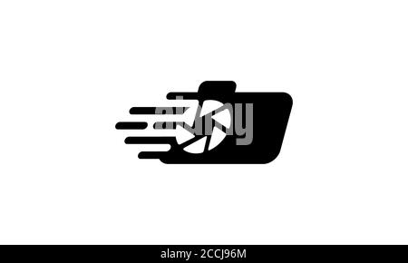 Logo für die Kamera-Fotografie mit schneller oder schneller Verschlusszeit oder Schnellverschluss Design Stock Vektor