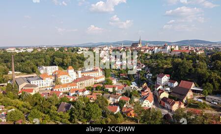 Panorama von Bautzen Stadt in Sachsen, Deutschland Luftaufnahme Stockfoto