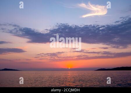 Sonnenuntergang über "La Costa da Morte" (Tod Küste), Galizien, Spanien Stockfoto