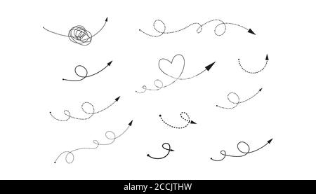 Eingestellt von handgezeichneten Stil des Abstrakten Pfeile für Concept Design. vector Template für die Dekoration Element. doodle Abbildung Stock Vektor