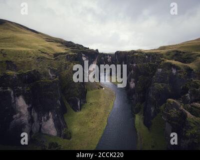 Fjaðrárgljúfur: Südlicher Island Moos Canyon Stockfoto