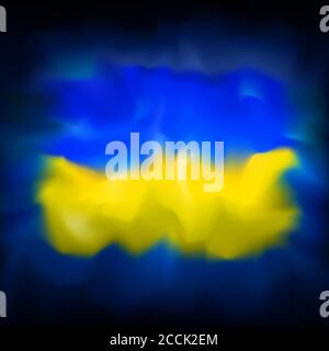 Abstrakte Flagge der ukraine auf dunkelblauem Himmel Hintergrund für kreatives Design. Ukraine Flagge Banner Design. Verschwommener abstrakter Hintergrund. Ukrainische natio Stock Vektor