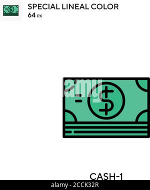 Cash-1 spezielles lineales Farbsymbol. Illustration Symbol Design Vorlage für Web mobile UI-Element. Perfekte Farbe modernes Piktogramm auf editierbare Kontur. Stock Vektor