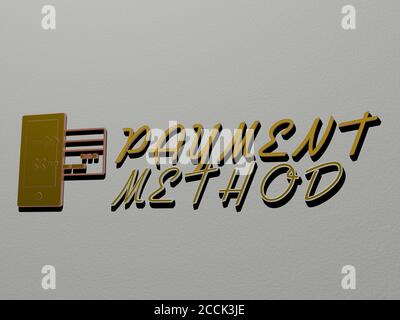 ZAHLART Symbol und Text an der Wand, 3D-Illustration Stockfoto
