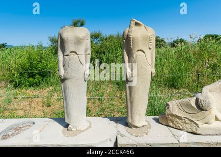 Griechenland, Samos, beschädigte Statuen in Heraion von Samos Stockfoto