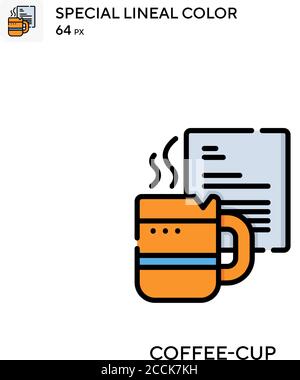 Kaffeetasse spezielles lineales Farbsymbol. Illustration Symbol Design Vorlage für Web mobile UI-Element. Perfekte Farbe modernes Piktogramm auf editierbare Kontur Stock Vektor