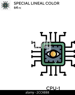 CPU-1 spezielles lineales Farbsymbol. Illustration Symbol Design Vorlage für Web mobile UI-Element. Perfekte Farbe modernes Piktogramm auf editierbare Kontur. Stock Vektor
