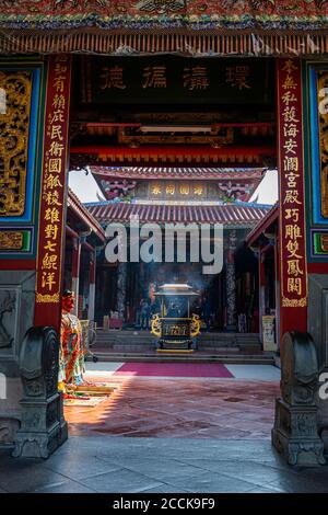 Taiwan, Tainan, Eingang des Grand Mazu Tempels Stockfoto