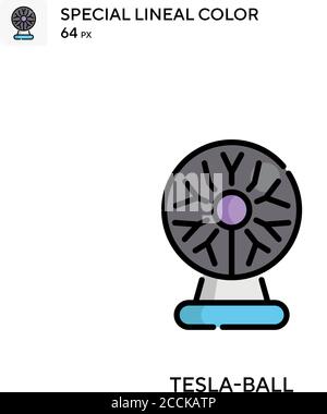 Tesla-Ball spezielles lineales Farbsymbol. Illustration Symbol Design Vorlage für Web mobile UI-Element. Perfekte Farbe modernes Piktogramm auf editierbare Kontur Stock Vektor
