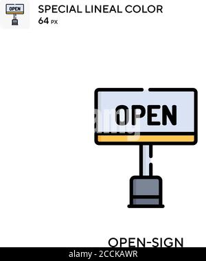 Offenes Zeichen spezielles lineales Farbsymbol. Illustration Symbol Design Vorlage für Web mobile UI-Element. Perfekte Farbe modernes Piktogramm auf editierbare Kontur. Stock Vektor