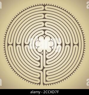 Labyrinth der Kathedrale von Chartres, Frankreich, Vektordarstellung Stock Vektor