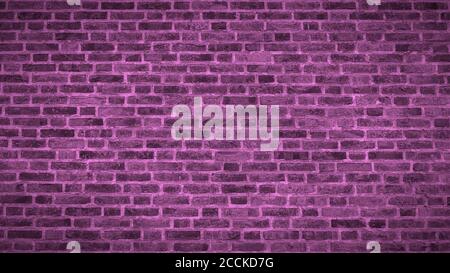 Ein Panoramablick auf eine alte rosa Ziegelwand Textur mit Vignette. Stockfoto