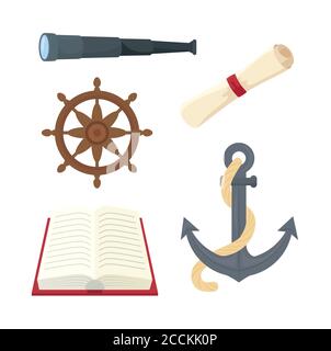 Satz von Ikonen glücklich columbus Tag nationalen usa Urlaub Stock Vektor