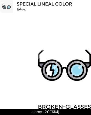 Gebrochene Gläser Spezielle lineare Farbe Symbol. Illustration Symbol Design Vorlage für Web mobile UI-Element. Perfekte Farbe modernes Piktogramm auf bearbeitbare st Stock Vektor