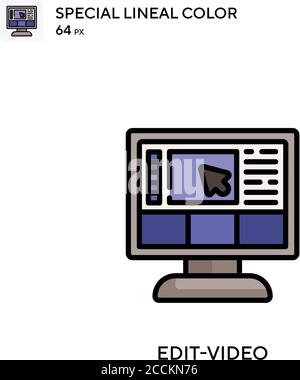 Edit-Video spezielles lineales Farbsymbol. Illustration Symbol Design Vorlage für Web mobile UI-Element. Perfekte Farbe modernes Piktogramm auf editierbare Kontur Stock Vektor
