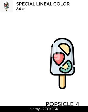 Popsicle-4 spezielles lineales Farbsymbol. Illustration Symbol Design Vorlage für Web mobile UI-Element. Perfekte Farbe modernes Piktogramm auf editierbare Kontur Stock Vektor