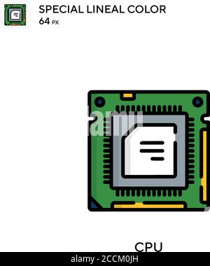 CPU-spezielles lineales Farbsymbol. Illustration Symbol Design Vorlage für Web mobile UI-Element. Perfekte Farbe modernes Piktogramm auf editierbare Kontur. Stock Vektor