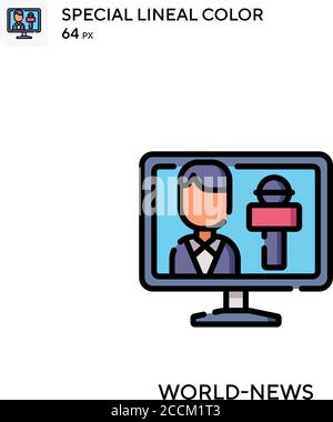 World-News Spezielle Linienfarbe Symbol. Illustration Symbol Design Vorlage für Web mobile UI-Element. Perfekte Farbe modernes Piktogramm auf editierbare Kontur Stock Vektor