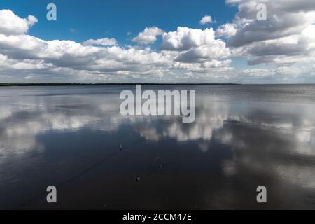 Steinhuder Meer, Spiegelung der Wolken im Muddy-Gebiet, Deutschland Stockfoto