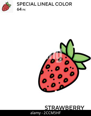 Erdbeere Spezielle lineare Farbe Symbol. Illustration Symbol Design Vorlage für Web mobile UI-Element. Perfekte Farbe modernes Piktogramm auf editierbare Kontur Stock Vektor