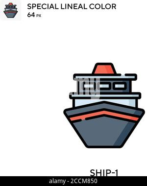 Ship-1 spezielles lineales Farbsymbol. Illustration Symbol Design Vorlage für Web mobile UI-Element. Perfekte Farbe modernes Piktogramm auf editierbare Kontur. Stock Vektor