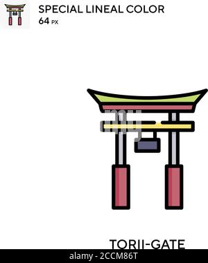 Torii-Gate spezielles lineales Farbsymbol. Illustration Symbol Design Vorlage für Web mobile UI-Element. Perfekte Farbe modernes Piktogramm auf editierbare Kontur Stock Vektor