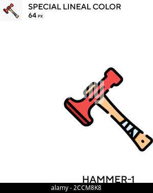 Hammer-1 spezielles lineales Farbsymbol. Illustration Symbol Design Vorlage für Web mobile UI-Element. Perfekte Farbe modernes Piktogramm auf editierbare Kontur. Stock Vektor