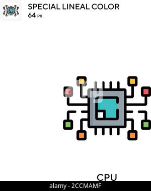 CPU-spezielles lineales Farbsymbol. Illustration Symbol Design Vorlage für Web mobile UI-Element. Perfekte Farbe modernes Piktogramm auf editierbare Kontur. Stock Vektor