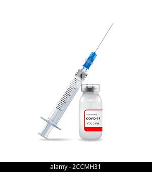 Ein Fläschchen mit Covid-19-Coronavirus-Impfstoff Stock Vektor