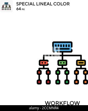 Workflow spezielles lineales Farbsymbol. Illustration Symbol Design Vorlage für Web mobile UI-Element. Perfekte Farbe modernes Piktogramm auf editierbare Kontur. Stock Vektor