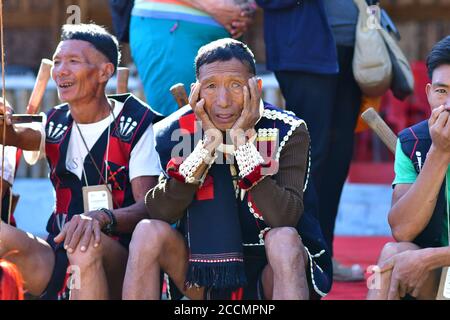 Naga Stämme Kultur, Erbe und Traditionen aus Hornbill Festival, Kisama, Nagaland, Nordostindien Stockfoto