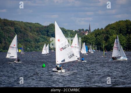 Baldeneysee, Segelregatta, Laser- und Beiboot-Klasse, Essen, NRW, Deutschland Stockfoto