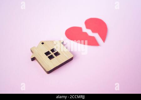 Scheidung, Teilung des Eigentums, Armut und kein Geld Konzept Stockfoto