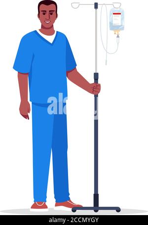 Männliche Krankenschwester semi flach RGB Farbe Vektor Illustration Stock Vektor