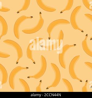 Vektor Banane nahtloses Muster. Gelbe Abbildung flache Stil für Stoff, Papier Stock Vektor