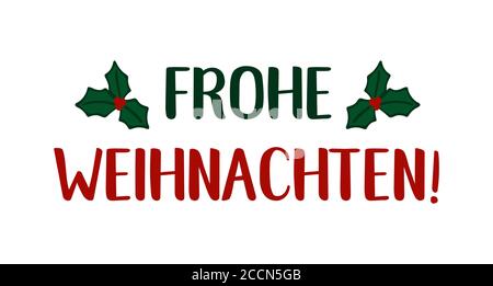 Frohe Weihnachten Zitat in Deutsch als Logo oder Header. Übersetzte Frohe Weihnachten. Festschrift für Plakat, Karte, Einladung. Stock Vektor