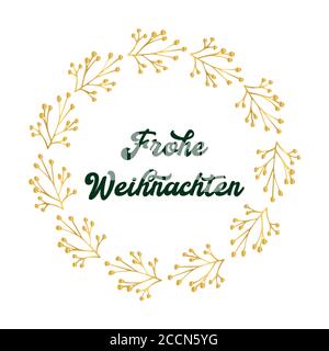 Frohe Weihnachten Zitat in Deutsch als Logo oder Header. Übersetzte Frohe Weihnachten. Festschrift für Plakat, Karte, Einladung. Stock Vektor