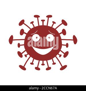 Niedliche Hand gezeichnet Coronavirus Bakterien mit Gesicht. Isolierte Bakterien auf weißem Hintergrund. Vektorgrafik. Stock Vektor