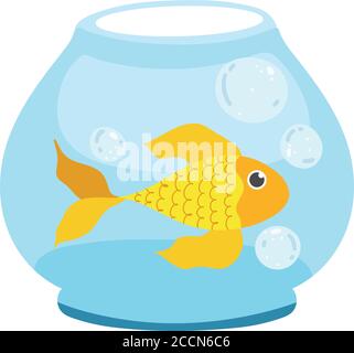 PET Shop Fisch in Schüssel Glas isoliert weißen Hintergrund Design vektorgrafik Stock Vektor