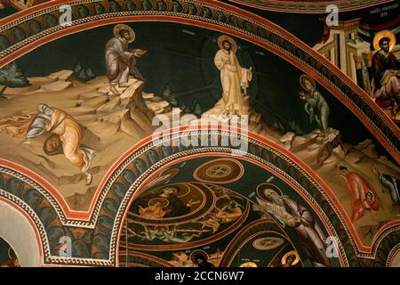 Der Innenraum der St. Andrew Christian Orthodoxen Kirche in Oradea, Rumänien. Fresko mit Darstellung der Verklärung Jesu Christi. Stockfoto