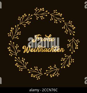 Frohe Weihnachten Zitat in Deutsch als Logo oder Header. Übersetzte Frohe Weihnachten. Festschrift für Plakat, Karte, Einladung. Stock Vektor